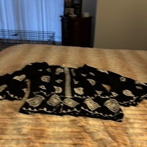 Cato Black and White Embroidered Top